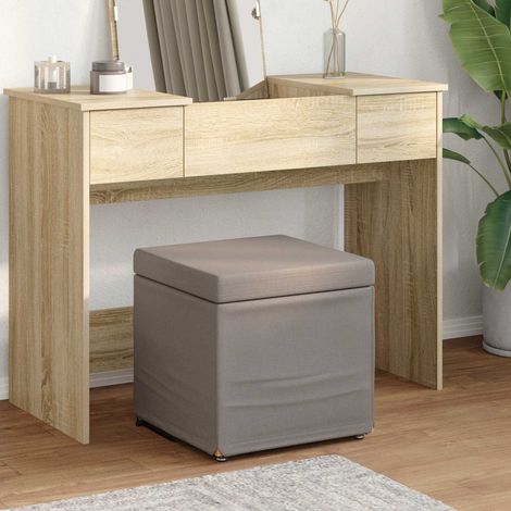 Hocker Taupe 41 x 41 x 40 cm Stoff und Pressholz