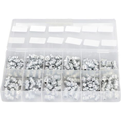 Lot de 130 graisseurs hydrauliques, 12 types de raccords Zerk SAE, embouts de graissage assortis. (1/5)