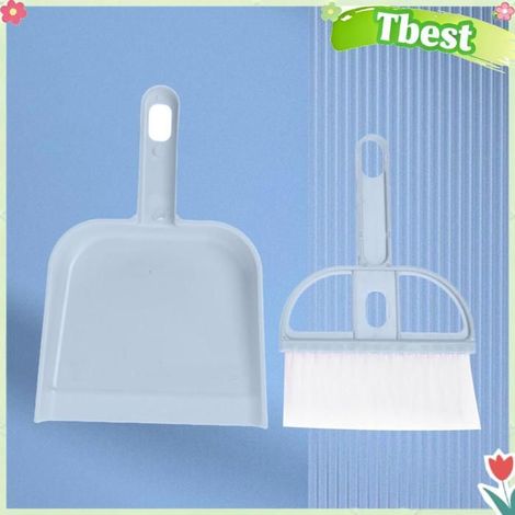 Tbest Ensemble petit balai et pelle à poussière Ensemble de 2 petits balais et pelles à poussière, Mini electromenager balai Bleu (1/5)