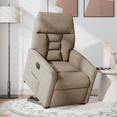 vidaXL Fauteuil inclinable électrique taupe tissu microfibre (1/5)