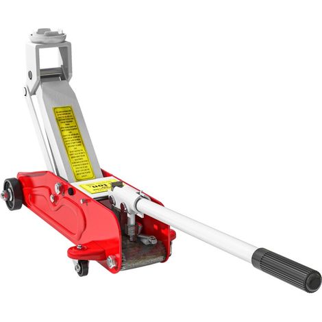 Cric hydraulique compact avec protection contre les surcharges pour voitures et SUV, capacité de 2 tonnes, course de 120 à 300 mm, rouge/jaune