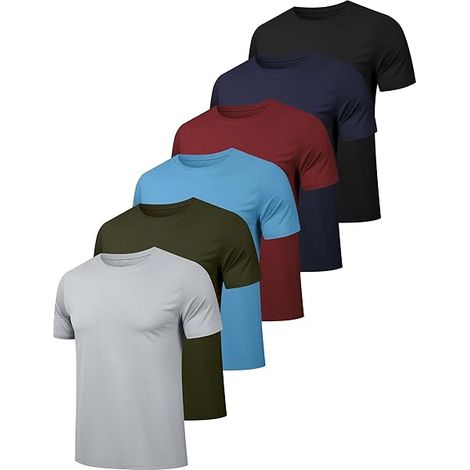 T Shirt Sport Homme - Manches Courtes - Tissu Maille Technique Respirant - Séchage Rapide - Pour Course À Pied Et Activités Physiques - Lot De 6 (1/5)