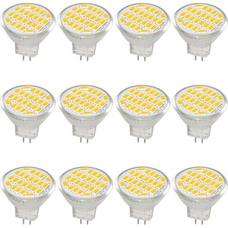 MR11 GU4 Ampoule LED lumière lumières DC/AC 10–30V 3 W, 12V, 24V, 30W Ampoule halogène équivalent,Blanc chaud 3000K(lot de 12) (1/5)