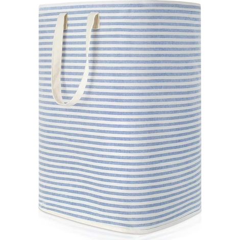 Panier à linge pliable autoportant de 72 L avec poignées extensibles pour vêtements et jouets, bleu.