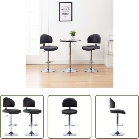 Confort d'assise - Tabourets de bar lot de 2 noir similicuir (1/5)
