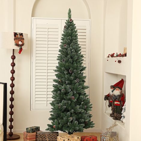 Árbol de Navidad Artificial 180 cm con 618 Ramas 30 Piñas y Soporte de Metal Árbol Navideño para Salón Interior Verde (1/5)