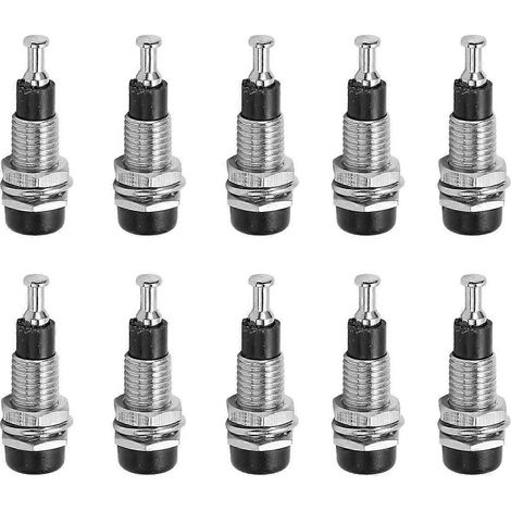 J.40006 10 Stück/Set 2 mm vernickelte Bananenbuchse (weiblich) für Einbau, schwarz