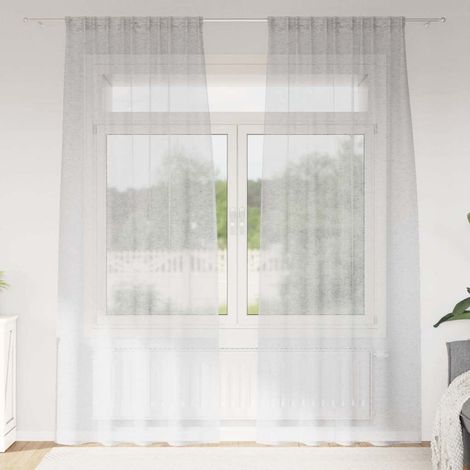 Voile-Vorhang 2 pcs Hellgrau 245 x 140 cm Polyester