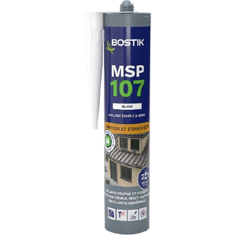 Mastic multi-usages colle et joint Bostik MSP 107 - Blanc - 290 ml