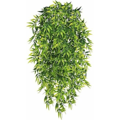 Plantes tombantes artificielles - PZCC - Lot de 4 - Feuilles de bambou - Vert - À suspendre (1/4)