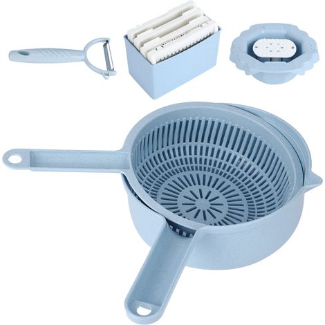 Coupe-légumes multifonctionnel pour la cuisine domestique, râpe-pommes de terre, trancheuse à pommes de terre, bleu. (1/5)