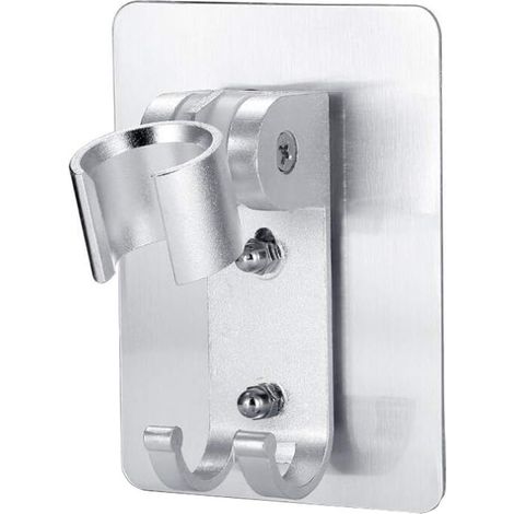 1 support de pommeau de douche adhésif réglable pour baguette de douche à main support mural avec 2 crochets de suspension pour pommeau de douche salle de bain et baignoire (1/5)