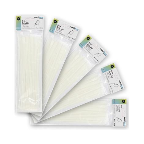 Sacchetto da 100 fascette bianche 2,5x100mm 100% nylon 66 forte e resistente