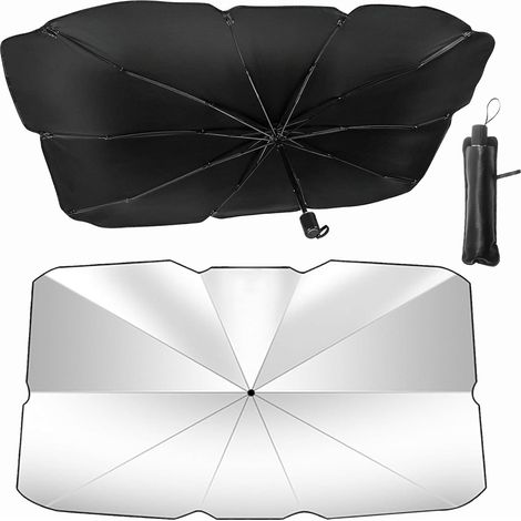 Parasol Pare-Brise Pliable pour Voitures,140 x 80cm Pare-Soleil Voiture Pare-Brise Avant,Protection UV pour Parasols de Voiture, Universel pour La Plupart des Véhicules