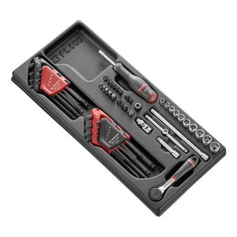 Facom – Coffret cliquet et douilles 56 pièces – Doublure en mousse – Pour espaces confinés – Taille du cliquet 1/4"