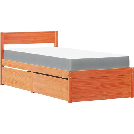 Maison Exclusive - Bett mit Schubladen und Matratze Wachsbraun 10