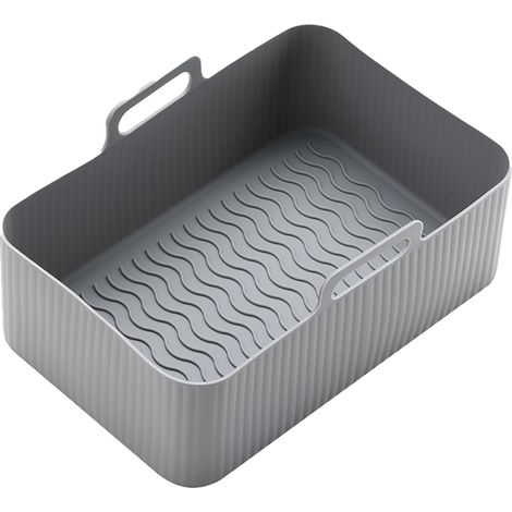 Plaque rectangulaire en silicone résistante à la chaleur, forme ergonomique, nettoyage facile, compatible friteuse à air chaud (1/5)