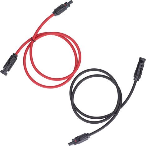 2er-Pack Verlängerungskabel für Solarmodule, 6 mm² (10 AWG) Querschnitt, Nennspannung 1000 V DC, rot und schwarz, Länge 1 m / 3,3 ft (1/5)