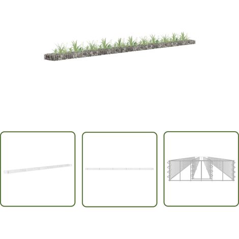 The Living Store Lit surélevé à gabion Acier galvanisé 450x30x10 cm - Jardinière À Gabion - Bac À Plantation - Border Fleurie - Jardin Vertical - Décoration Extérieur (1/5)
