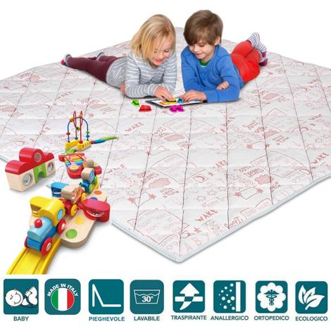 EVERGREENWEB - Tappetino da Gioco per Bambini e Neonati grande 120x200 cm color Rosa, Copertina da Pavimento Imbottita in Schiuma Morbida, Tessuto Anallergico, Materassino da Terra Pieghevole Lavabile (1/5)