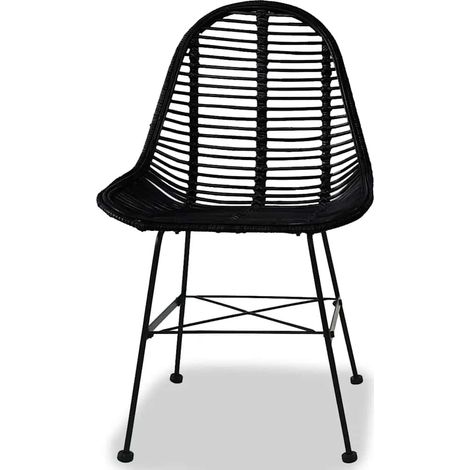 Maison Exclusive - Sedie da Pranzo 2 pz Nere in Rattan Naturale
