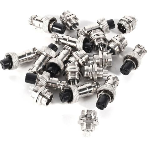 Lot de 10 connecteurs GX12 3 broches 12 mm pour aviation (mâle/femelle) à douille métallique