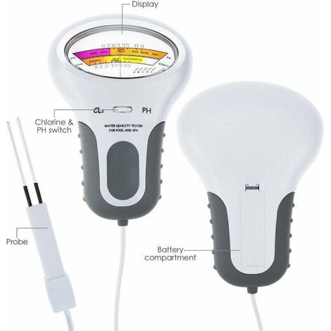 2-in-1-Poolwasseranalyse, pH-Chlor-Tester, PC-102, pH-Chlor-Tester, Wasserqualitätstest, Messgerät für Cl2-Schwimmbad-Aquarium (1/4)