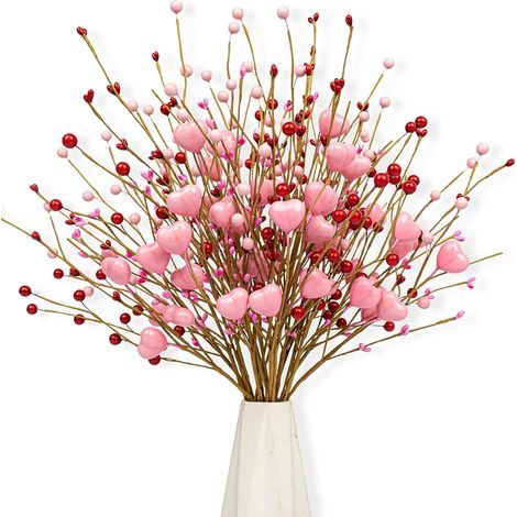 Valentinstagsgeschenke – Valentinstagsdekoration – 24 rosafarbene, herzförmige und himbeerrote Beeren, für ein romantisches Candle-Light-Dinner bei Hochzeiten oder zum Hochzeitstag. (1/5)
