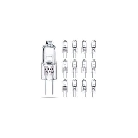 Ampoule halogène G4 12V 20W – 2700K blanc chaud – 280 lumens – Dimmable – Pour lustres et éclairages décoratifs (12 pack) - 12pack