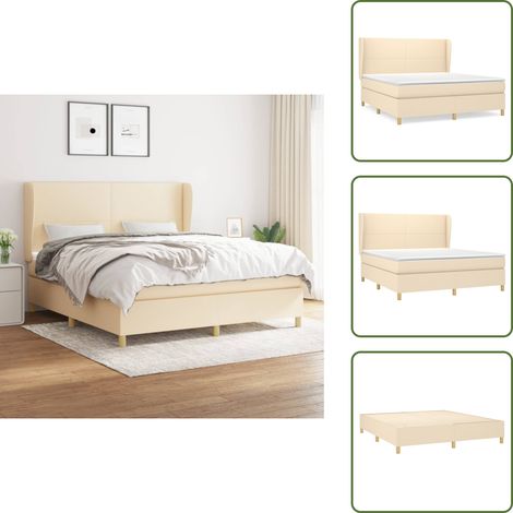 Boxspringbett mit Matratze Creme 160x200 cm Stoff - Boxspringbett - Doppelbett - Cremefarbenes Bett - Bettenrahmen - Lattenrost (1/5)
