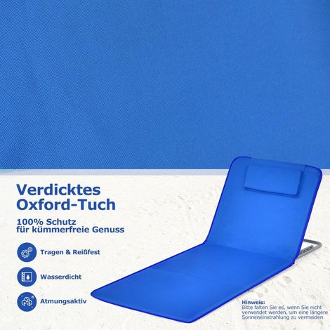 Set di 2 materassini da spiaggia pieghevoli con 2 sedie a sdraio e tavolino laterale 151 x 555 x 27 47 blu (1/5)