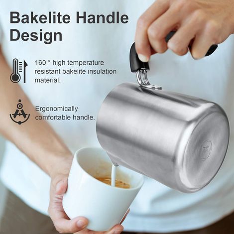 Pichet à mousse de lait 800 ml, pichet vapeur ENLOY en acier inoxydable, accessoires pour machine à expresso, mousseur à lait, cappuccino, latte art (1/4)