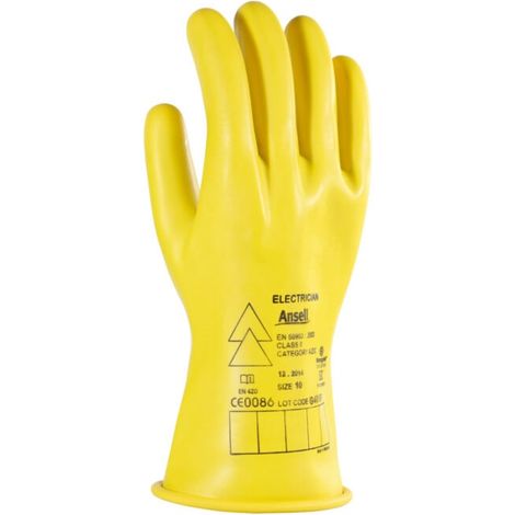 Ansell Paire de gants pourélectriciens E014Y, 1000 V c.a., Taille des gants: 11