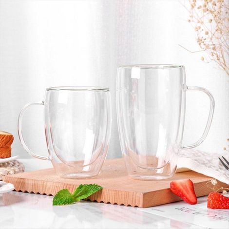 Tasse à Thé en Verre à Double Paroi Transparente, Tasse à Café, Lait, Eau, Verre à Thé en Borosilicate, Verres de Cuisine, 250 Ml (1/5)