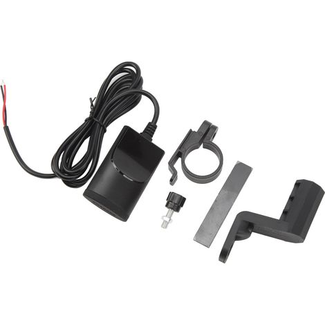 Chargeur de téléphone portable pour moto, charge rapide et sécurisée, avec support pour rétroviseur et large compatibilité. Chargeur double USB/CA pour moto. (1/5)