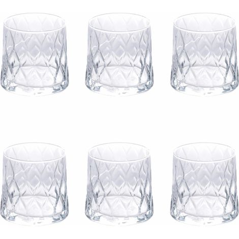 Lot de 6 verres à eau 370 ml, surface travaillée en relief, pagode (1/5)