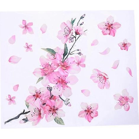 Autocollant Fleurs de Cerisier Décalcomanie Japonaise Fleurs Roses Décoration (1/5)