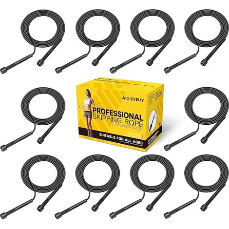 Corde à Sauter Réglable - 10 Pièces - PVC - Pour Entraînement Cardio, Fitness et Éducation Physique - Longueur Réglable jusqu'à 274 cm (1/5)