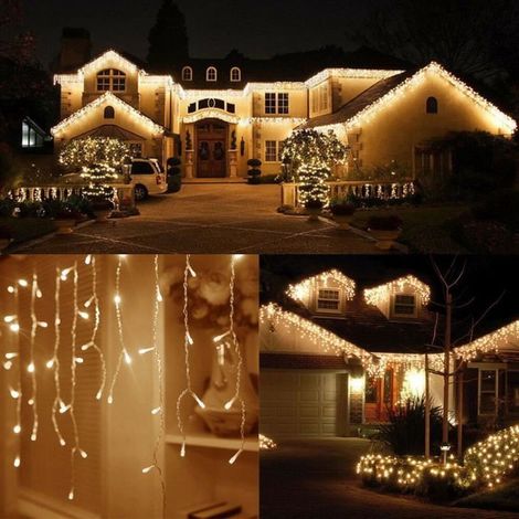 30 m guirlande lumineuse LED, 300 lumières jaunes, 8 modes d'effet, étanche éclaboussures, décoration intérieure et extérieure pour Noël, mariage et fêtes (1/4)