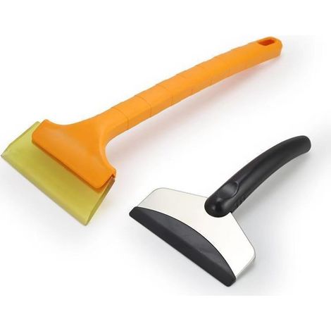 Pack de 2 Grattoirs À Glace pour Voiture, Grattoir À Glace pour Pare-Brise de Voiture, Grattoir À Glace sans Rayures, Outil De Dégivrage pour Voiture, Grattoir en Plastique Et Caoutchouc
