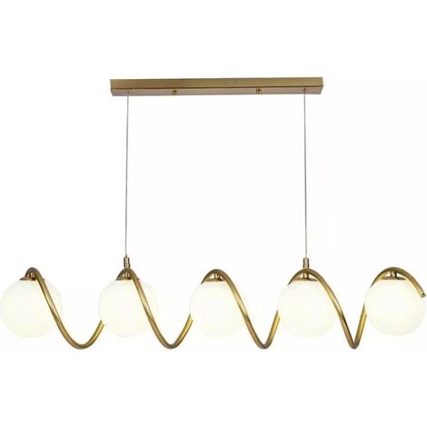 Lampadario A Sospensione Da Soffitto Twist 5 X Sfera In Vetro Bianco G9 Bronzo (1/4)