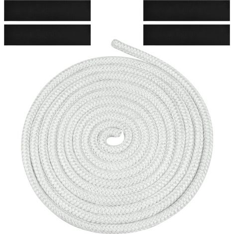 Cordoncino adesivo piatto per stufe,Kit di riparazione per stufe,Striscia sigillante in fibra di vetro intrecciata da 8 mm x 3 m con 4 fascette (1/2)