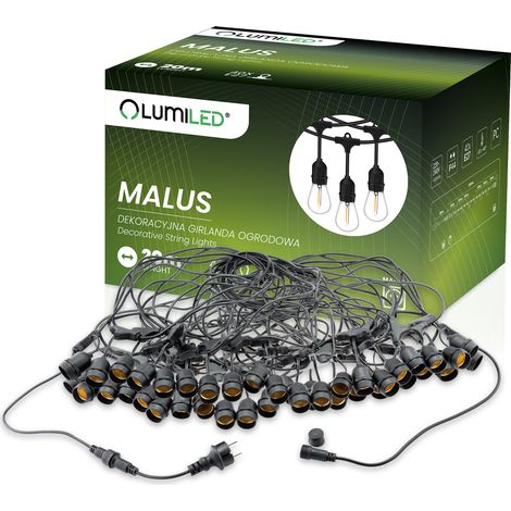 Guirnalda de luces para jardín exterior Malus, 20 m, 40 bombillas E27 Lumiled (1/5)