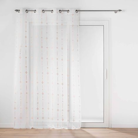 Voilage a oeillets 140 x 240 cm voile sablé imprimé metallisé Ariane Or rose (1/5)