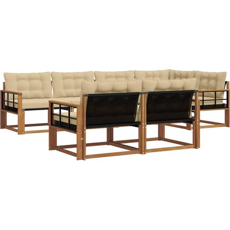 Ensemble de canapés d'extérieur 7 pcs Salon de jardin Naturel et Beige (1/5)