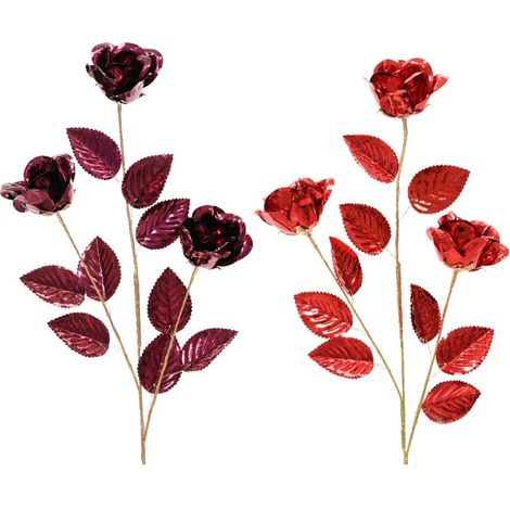 RAMO DECORATIVO ROSE ROSSO O BORDEAUX 68 CM PREZZO CAD INDICARE VARIANTE