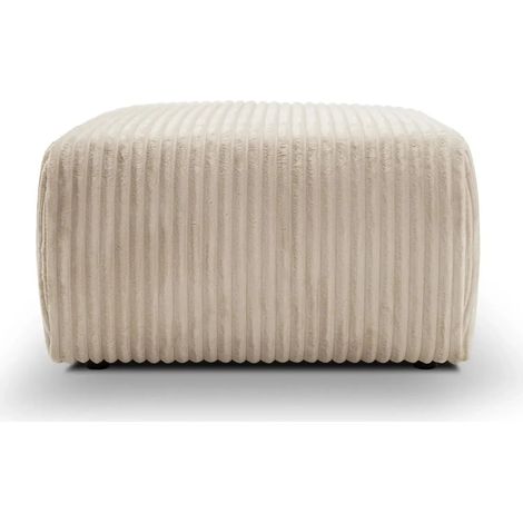 ELIO - Pouf en velours côtelé Beige 74x74x41