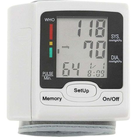 Vente chaude-Tensiomètre automatique au poignet sphygmomanomètre LCD affichage numérique usage domestique médical pour mesurer le pouls (1/4)