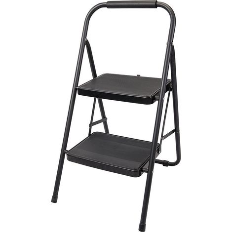 Silverline – Escabeau pliant acier 2 marches antidérapantes 47 cm – Capacité 150 kg – Système de verrouillage de sécurité – 226092
