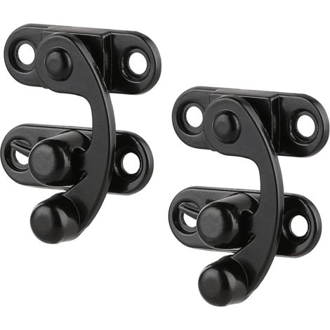 2 ganci a scatto vintage con viti, ganci a scatto dritti per piccole scatole di legno, portagioie, scatole per vino, neri